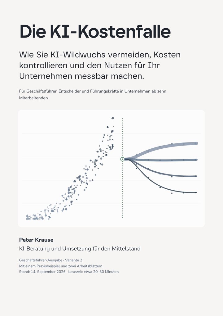 Cover des E-Books „Die KI-Kostenfalle“ von Peter Krause